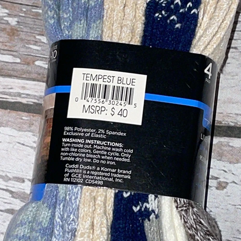 4 Pairs CuddlDuds Boot Crew Socks - Shoe Sz 4-10